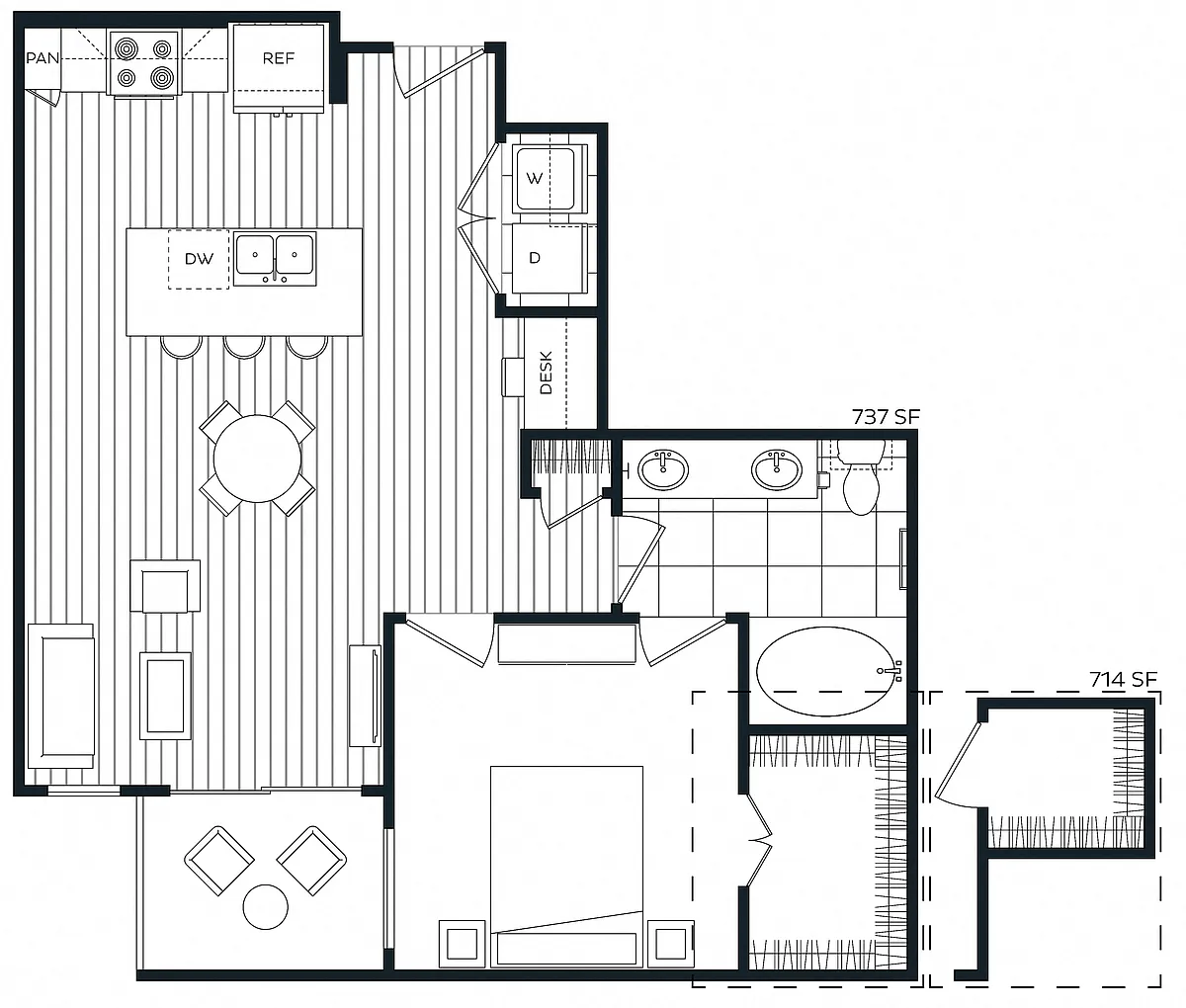 Floor plan 1 Bed/1 Bath-D