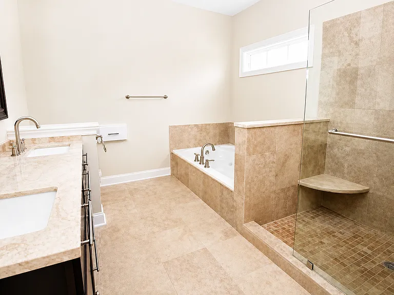 Primary bath with soaking tub.