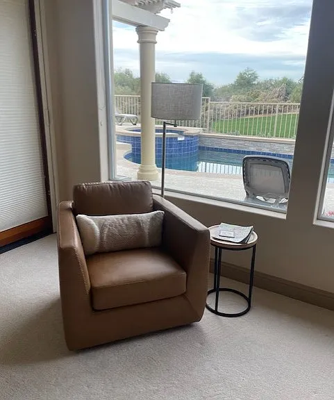 Enjoy some quiet time reading with views of the mountains.
