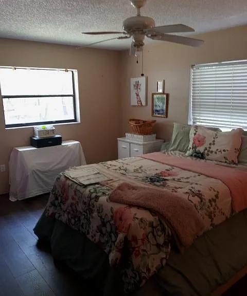 Back bedroom since painted white and tiled. Furniture to show size