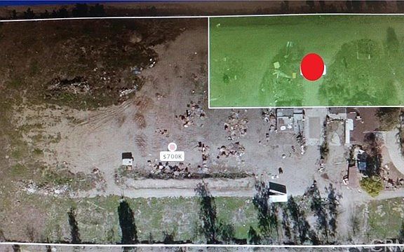 Aerial view of 10658 Locust (highlighted portion), both lots being sold together