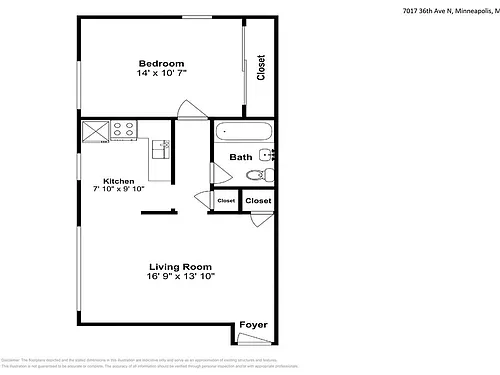 Floor plan Large One Bedroom