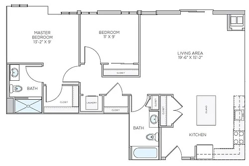 Floor plan 2 Bed/2 Bath-B2