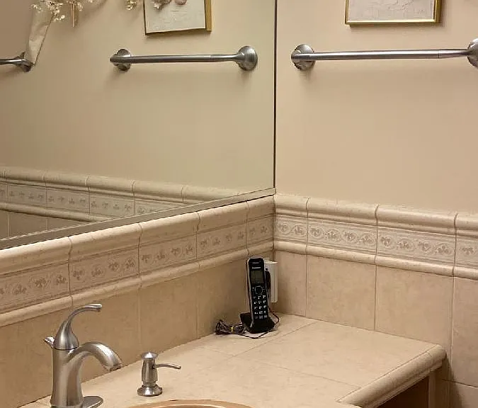 Master Bath. Custom comfort height vanity and custom tiles.