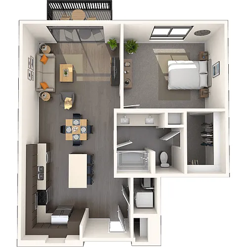 Floor plan Traditional 1x1 873 SF