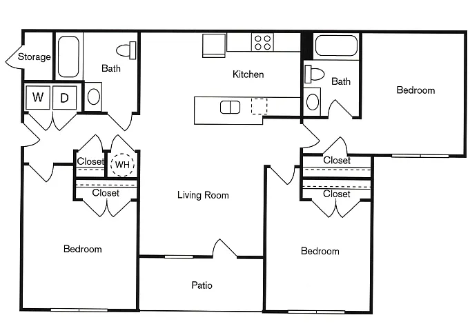 Floor plan 3 bed, 2 bath