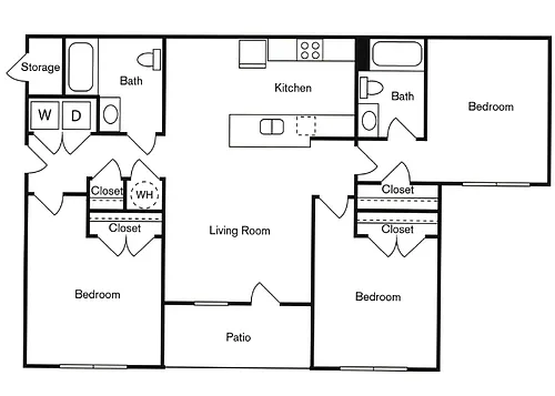 Floor plan 3 bed, 2 bath