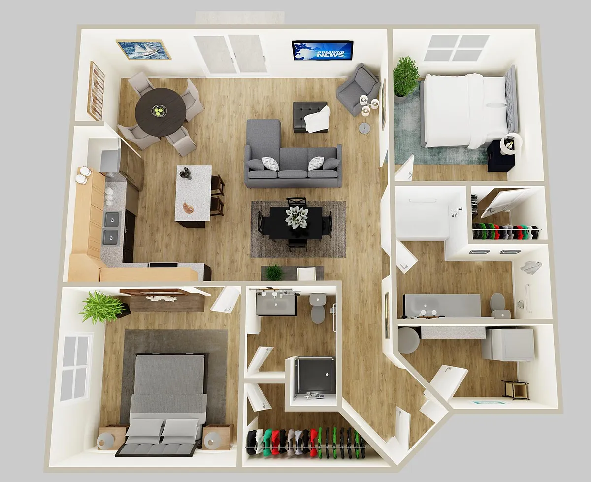 Floor plan 2 Bed 2 Bath Corner Unit