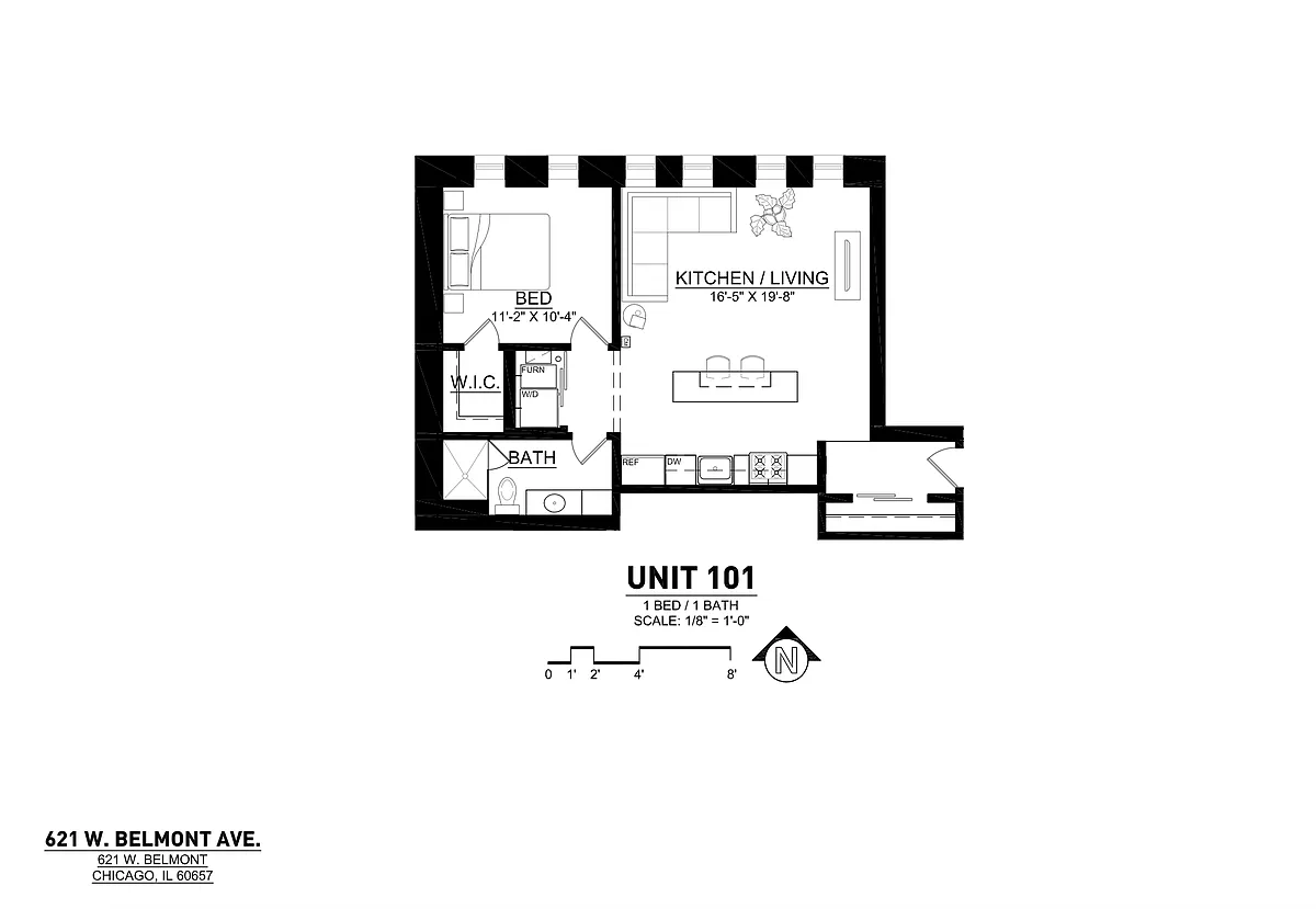 Floor plan 1 Bed x 1 Bath