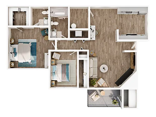 Floor plan 2 Bedroom / 1.5 Bathroom