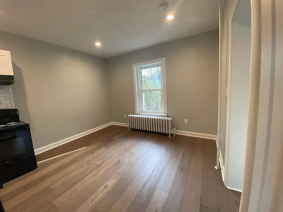 View of living room/kitchen area from front door (wide view) - 311 Park Ave #1A