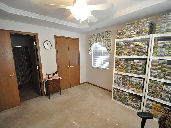 Room has two sets of windows and a large walk in closet.