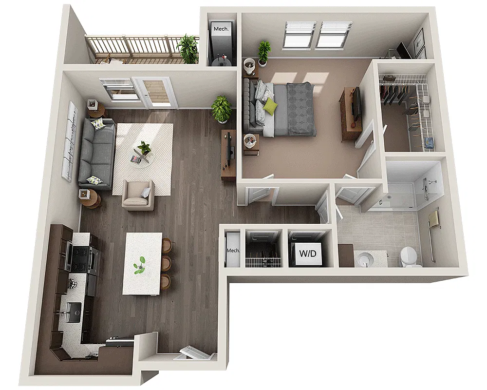 Floor plan One Bedroom A1I