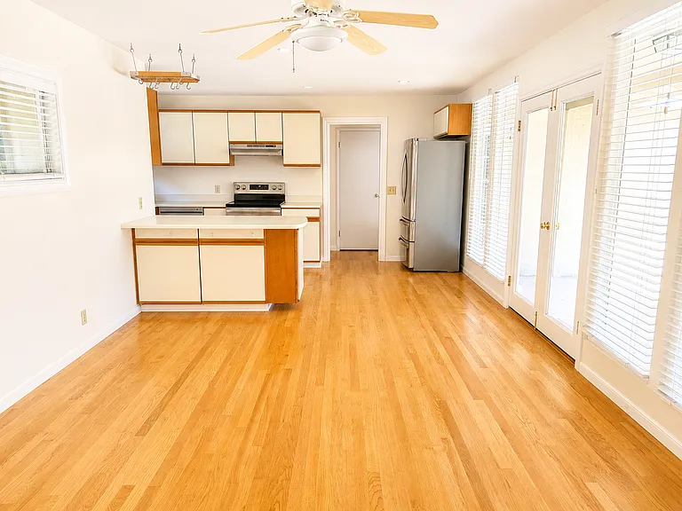 Dining room/kitchen with French door to patio