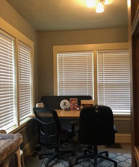 First level office - windows all the way around - the light is amazing in here when blinds are open