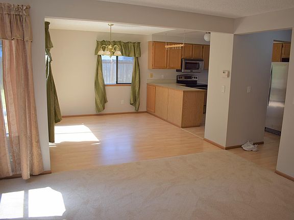 Living room, dining room and kitchen