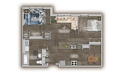 Floor plan 2 Bdr