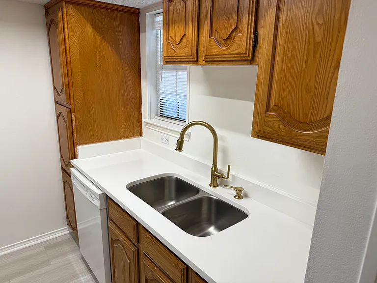 Updated countertop, sink, faucet, and dishwasher