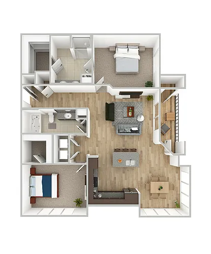 Floor plan B2 Arcadian - 2 Bedroom, 2 Bathroom
