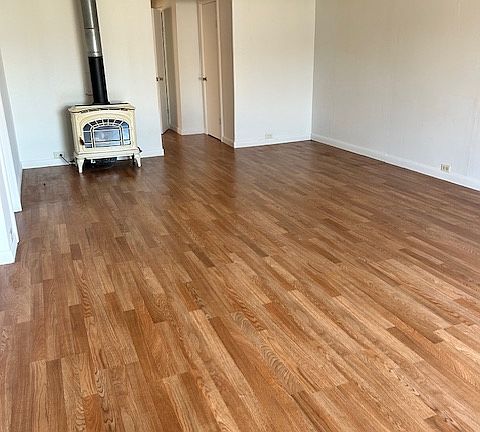 Living room with wood burning stove