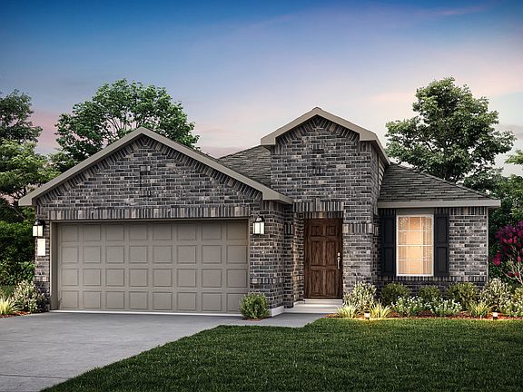 The Hewitt, a one-story home with 2-car garage, shown with Home Exterior O