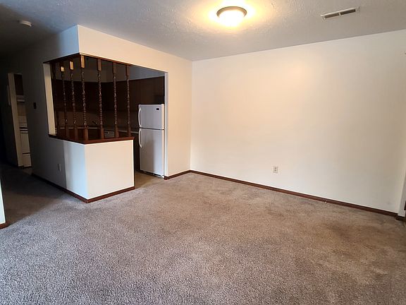 Main living space and view of kitchen