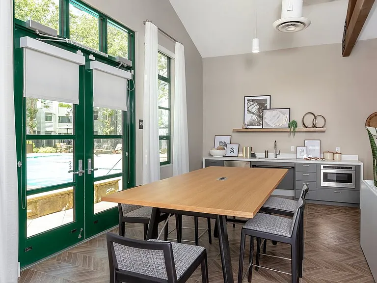 Coworking lounge with entertaining kitchenette