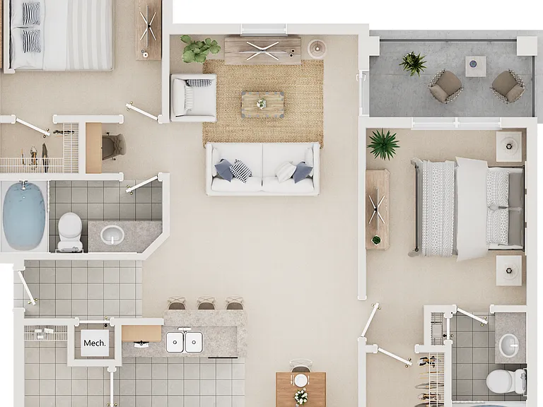 Experience the elegance and functionality of this 2-bedroom apartment layout, designed for stylish urban living. Experience the elegance and functionality of this 2-bedroom apartment layout, designed for stylish urban living.