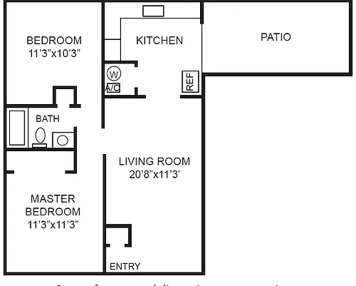 Floor plan 2 bed 1 bath small garden