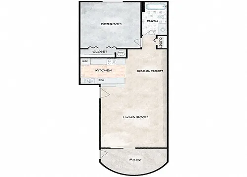 Floor plan 1 Bedroom 1 Bathroom
