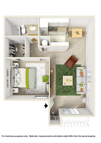 Floor plan Deluxe 1 Bed 1 Bath