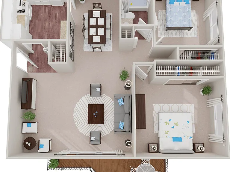 Two Bedroom One Bathroom 990 Sq. Ft.