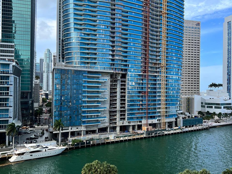 Balcony East view - View of the Miami River and luxurious Aston Martin skyscraper