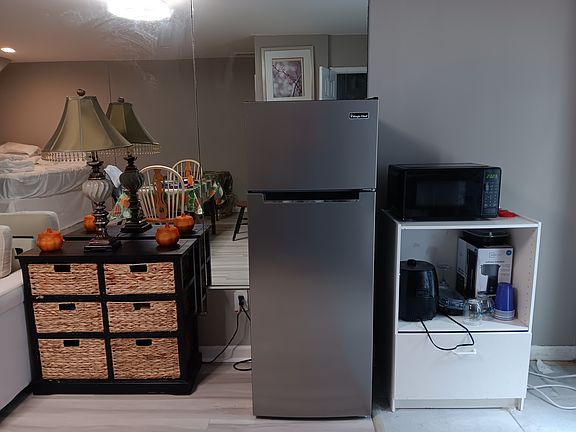 Refrigerator, microwave, storage