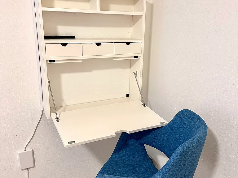 Fold down desk space in bedroom