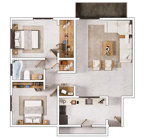 Floor plan 2 Bedrooms, 1 Bathroom