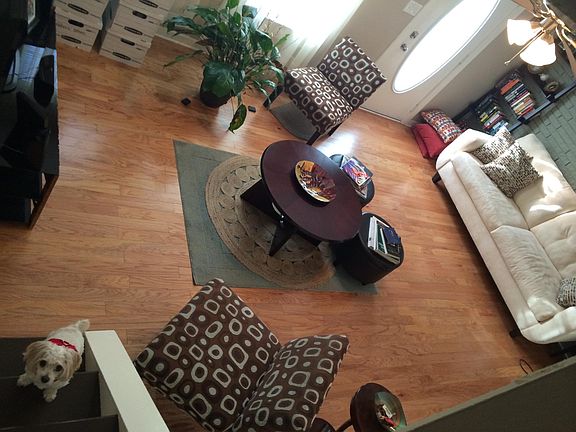 Staged living room in a spec unit