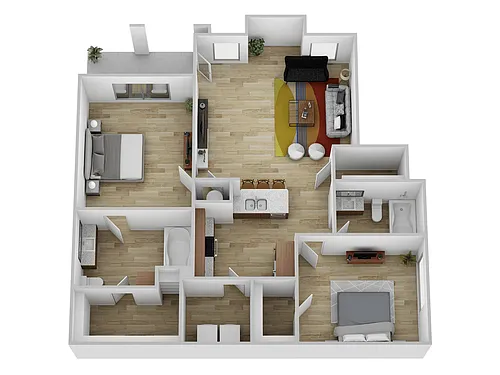 Floor plan 2 Bed, 2 Bath A