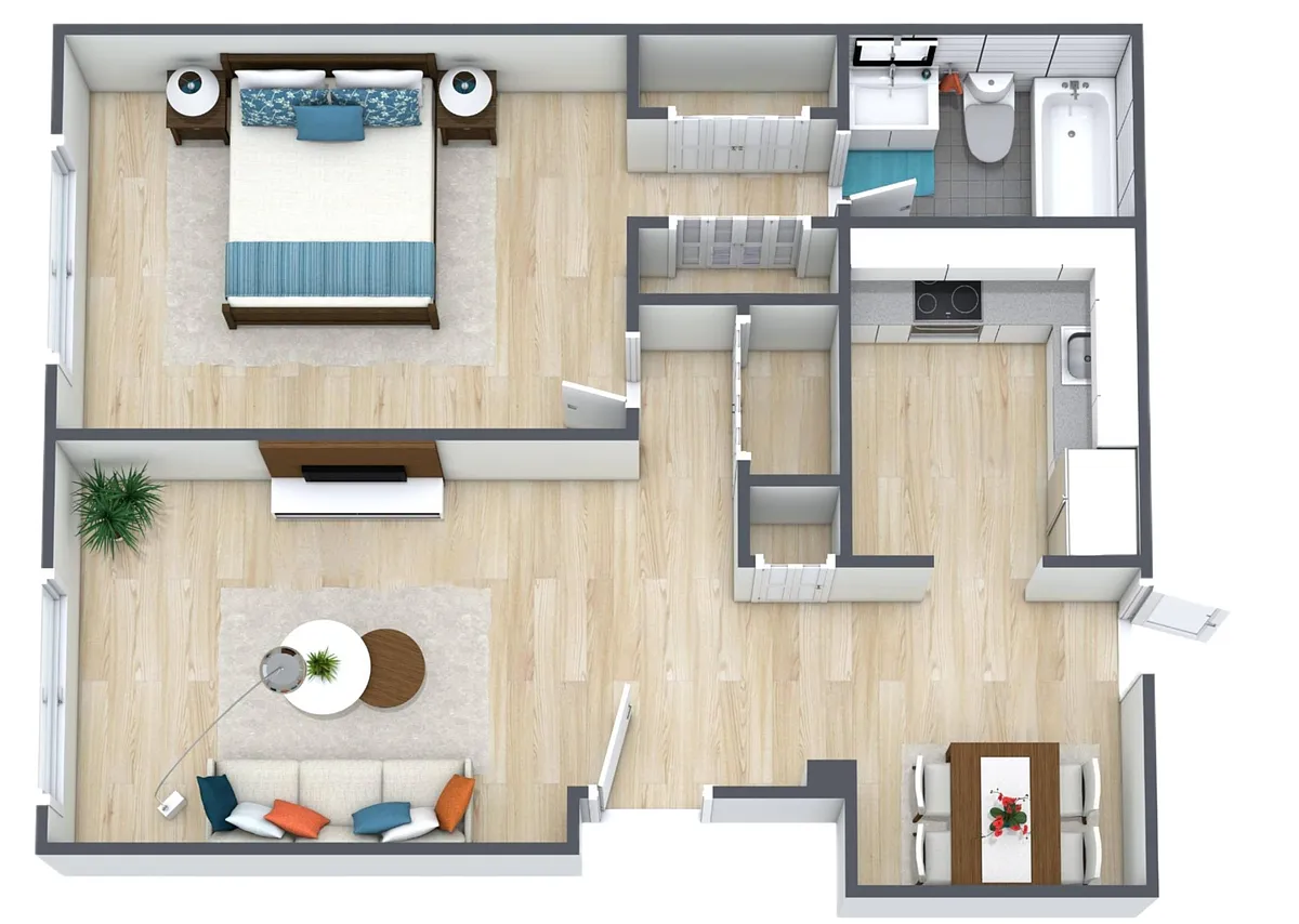 Floor plan 1BR - 1BTH DLX