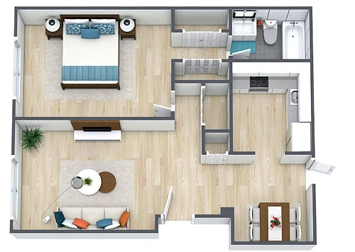 Floor plan 1BR - 1BTH DLX
