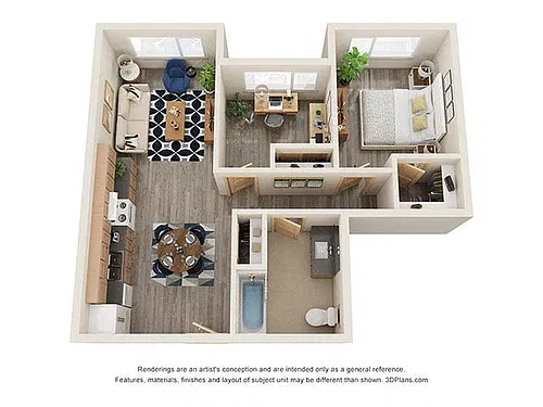 Floor plan 2 Bedroom 50 Percent AMI