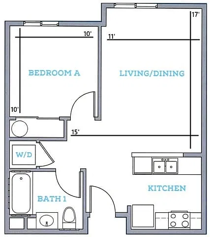 Floor plan 1BR/1BA - F
