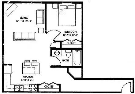 Floor plan One Bedroom L