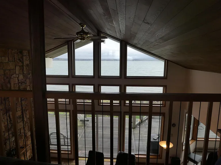Looking out from loft.