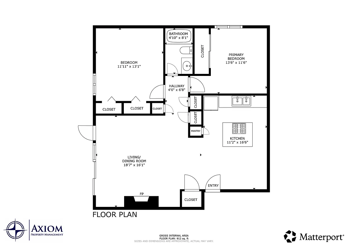 Floor plan 2 Bedroom, 1 Bath