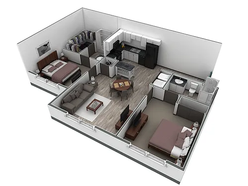 Floor plan 2-2 BR Retreat Overlook