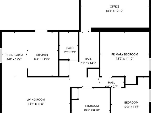 Office can used as a large 4th bedroom. Bedrooms are carpeted, rest of home has hardwood.