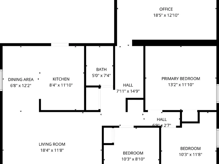 Office can used as a large 4th bedroom. Bedrooms are carpeted, rest of home has hardwood.