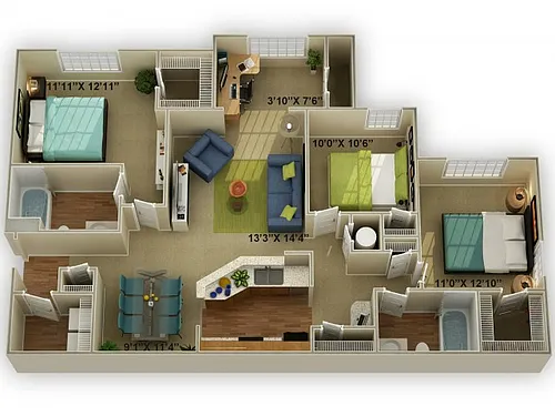 Floor plan The Walden with Sunroom