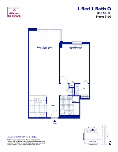 Floor plan 1 Bed 1 Bath O